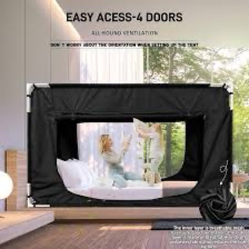 quinnsus upgraded bed tent bed canopy full size tents for adult and kids - portable sleeping bed ten