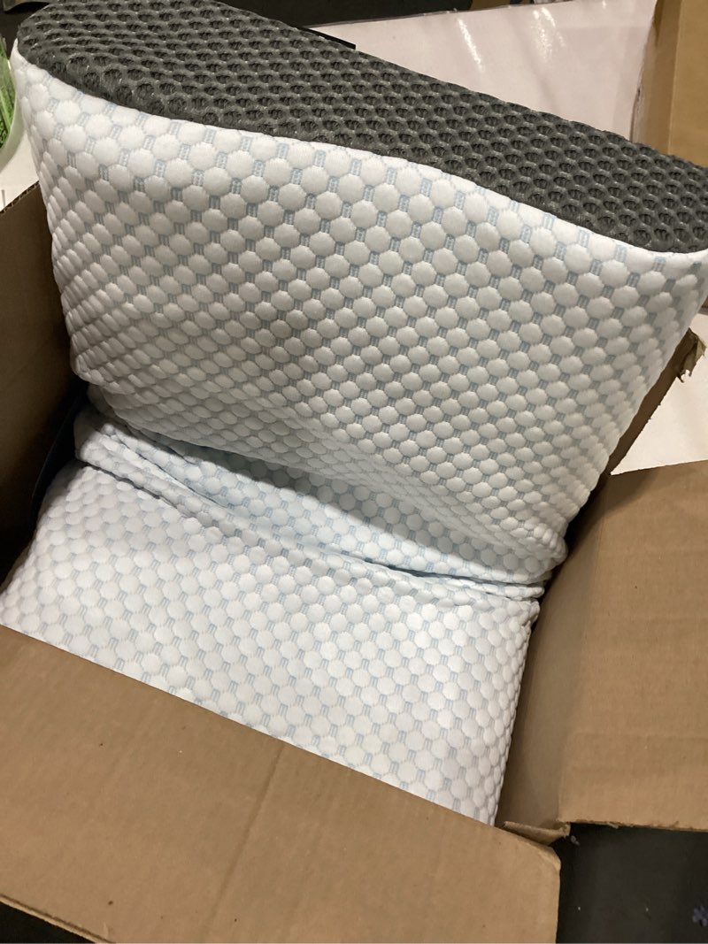 Condition photo showing Good Condition for Memory Foam Pillows Neck Pillow Bed Pillow for Sleeping, Ergonomic Cervical Pillow for Neck and Shoulder Pain Relief,Orthopedic Contour Pillow for Side Back Stomach Sleeper(Blue&Grey)