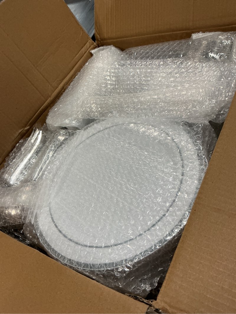 Condition photo showing New/Like New for goodluck 600 piece disposable silver plates for 100 guests, plastic dinnerware set of 100 dinner plates, 100 salad plates, 100 spoons, 100 forks, 100 knives, 100 cups, plastic plates for party silver 100 guests