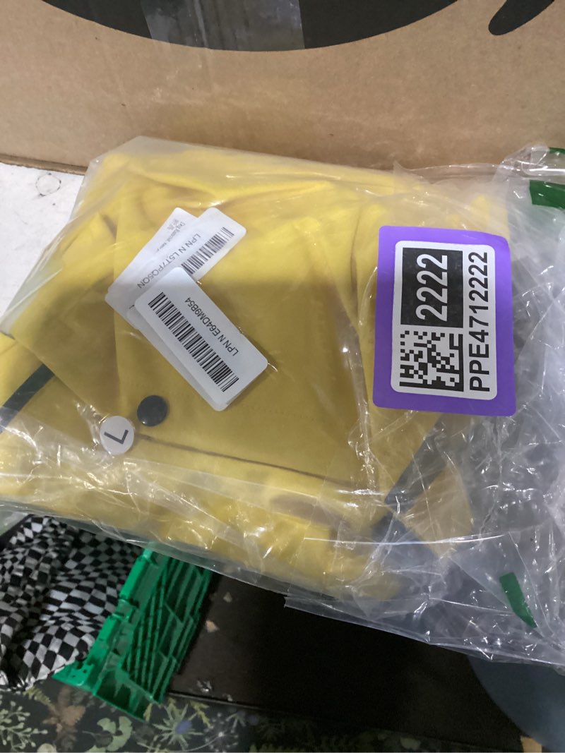 Condition photo showing New/Like New for lukovee dog raincoat - waterproof rain jacket with harness & removable hood, reflective double layer dog rain coat poncho for small medium large dogs puppy (m, y) medium yellow