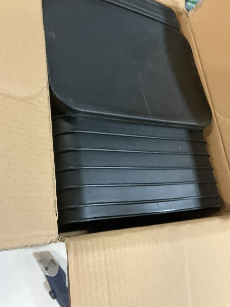 Condition photo showing Good Condition for Hoolerry 8 Pieces Colorful Storage Bins with Lid, Plastic Storage Basket Organizing Container Stackable Box with Handle for Shelves Desktop Playroom Office(14.2 x 10.2 x 9.5 Inch,Black) 14.2 x 10.2 x 9.5 Inch Black