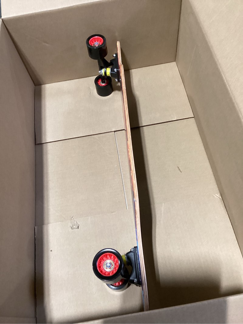 Condition photo showing Good Condition for mini cruiser longboard, 31 inch small size wide wheel skateboard, beginner stable & easy-to-control skateboard, suitable for park & street riding, unique flame pattern blockcolor