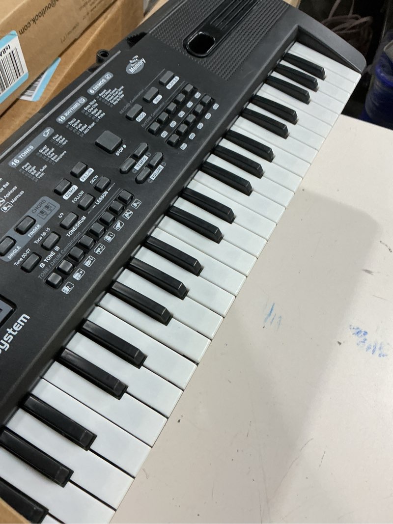 Condition photo showing As Is for semart piano keyboard for kids 61 key electric digital music keyboard for beginner portable piano w/lcd display microphone usb cable black button