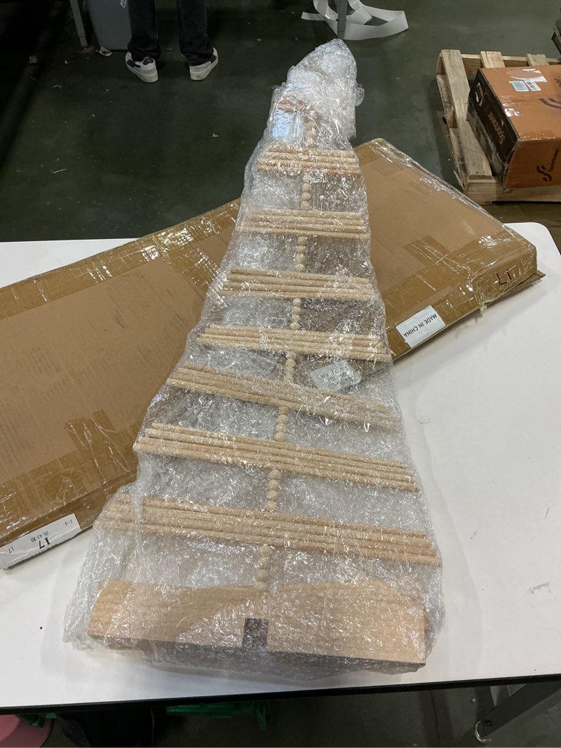 Condition photo showing New/Like New for Hoolerry 36 Inch Christmas Ornament Display Tree Wooden Christmas Tree Stand Wood Pretzel Rack Holder for Vintage Holiday Party Xmas Home Decor