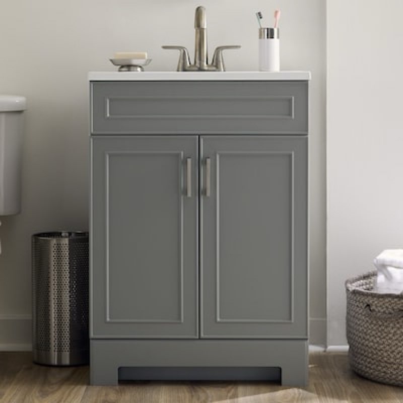 Style Selections Esterbrook 24-in Dark Gray Single Sink Bathroom Vanity with White Cultured Marble Top 