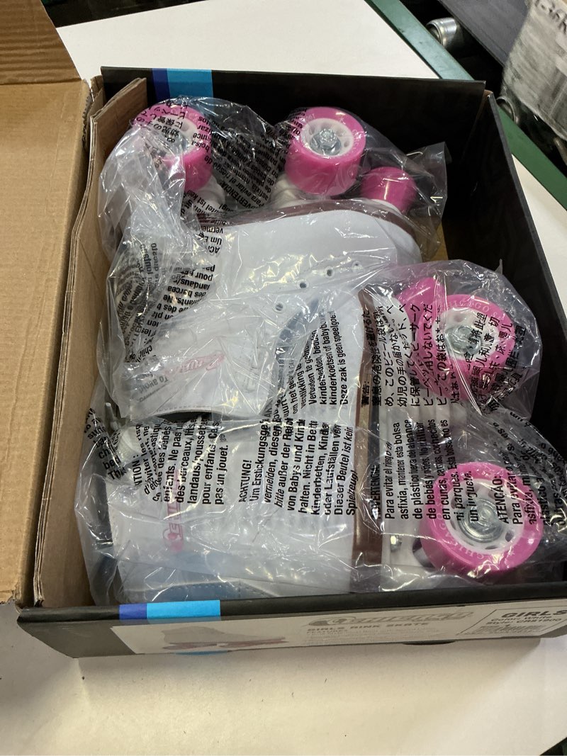 Condition photo showing New/Like New for chicago rink roller skates for girls & boys – durable top performance indoor/outdoor use skate shoes with padded ankle collar, lace-up & velcro strap – 54mm urethane wheels, semi-precision bearings white girls / boys - 1