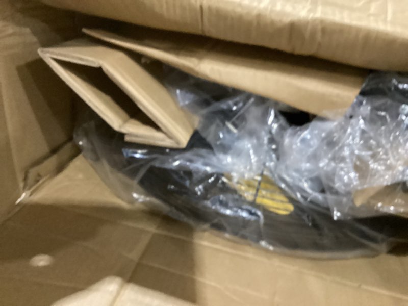Condition photo showing As Is for not tested hicfm 5000 cfm 20 inch high velocity pedestal oscillating fan with powerful 1/5 motor, 9ft power cord, oscillation, metal body with wheels for garage, commercial, industrial - ul safety listed
