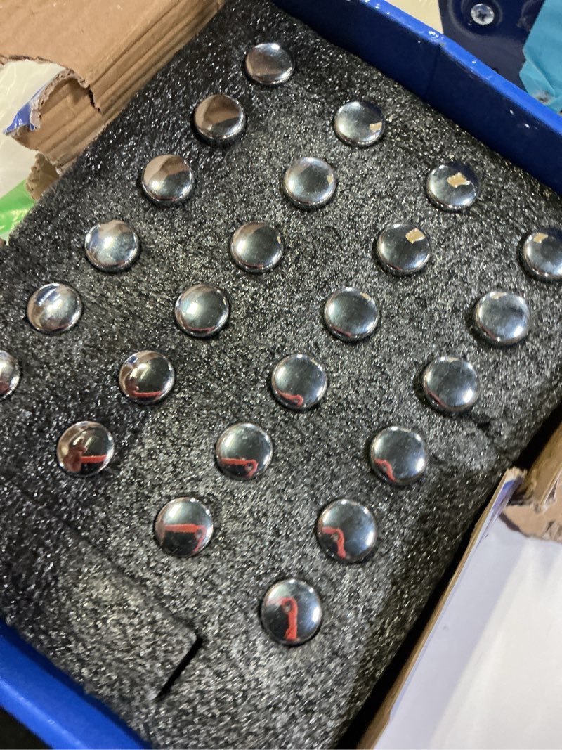 Condition photo showing New/Like New for 24pcs M14x1.5 Lug Nuts - Compatible with Chevrolet Colorado/Suburban/Silverado, GMC Express/Yukon/Sierra 1500, Ford F150/Expedition, One-Piece Design Factory Chrome Wheel Lug Nut Set