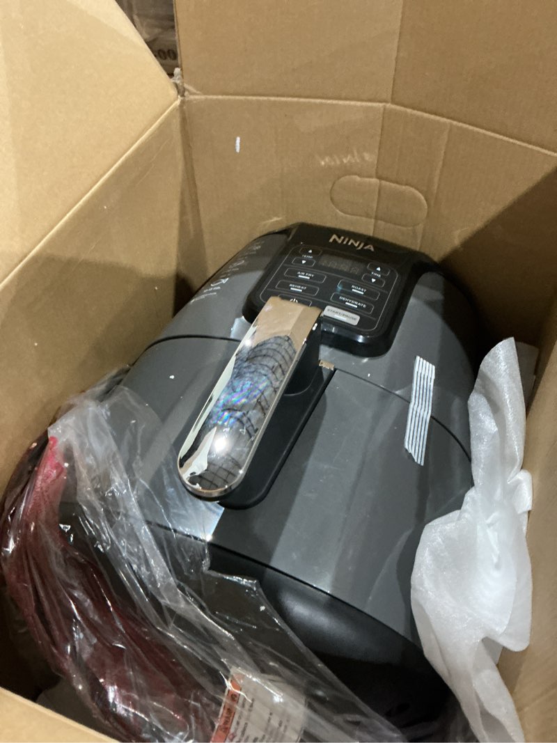 Condition photo showing Good Condition for ninja air fryer | 4 qt capacity | 4-in-1 roast, crisp, roast, reheats, & dehydrates | dishwasher safe parts | 105°f-400°f | includes 20 easy & healthy recipes | 1550 watt | grey | af101