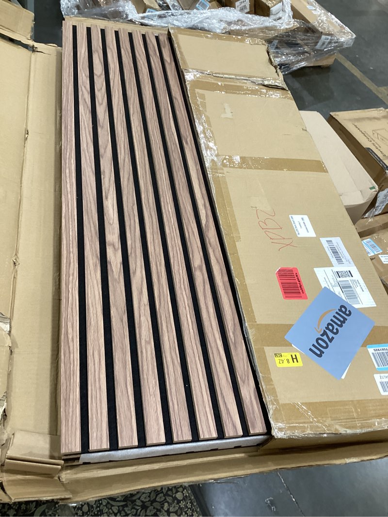 Condition photo showing Good Condition for ritollo 4 pack wood panels for wall, 47.2"×23.6"×0.7" wood slat acoustic panels for wall, soundproof panels, 3d fluted panels for interior wall decor (natural walnut) 47.2 x 23.6(4 pcs) natural walnut