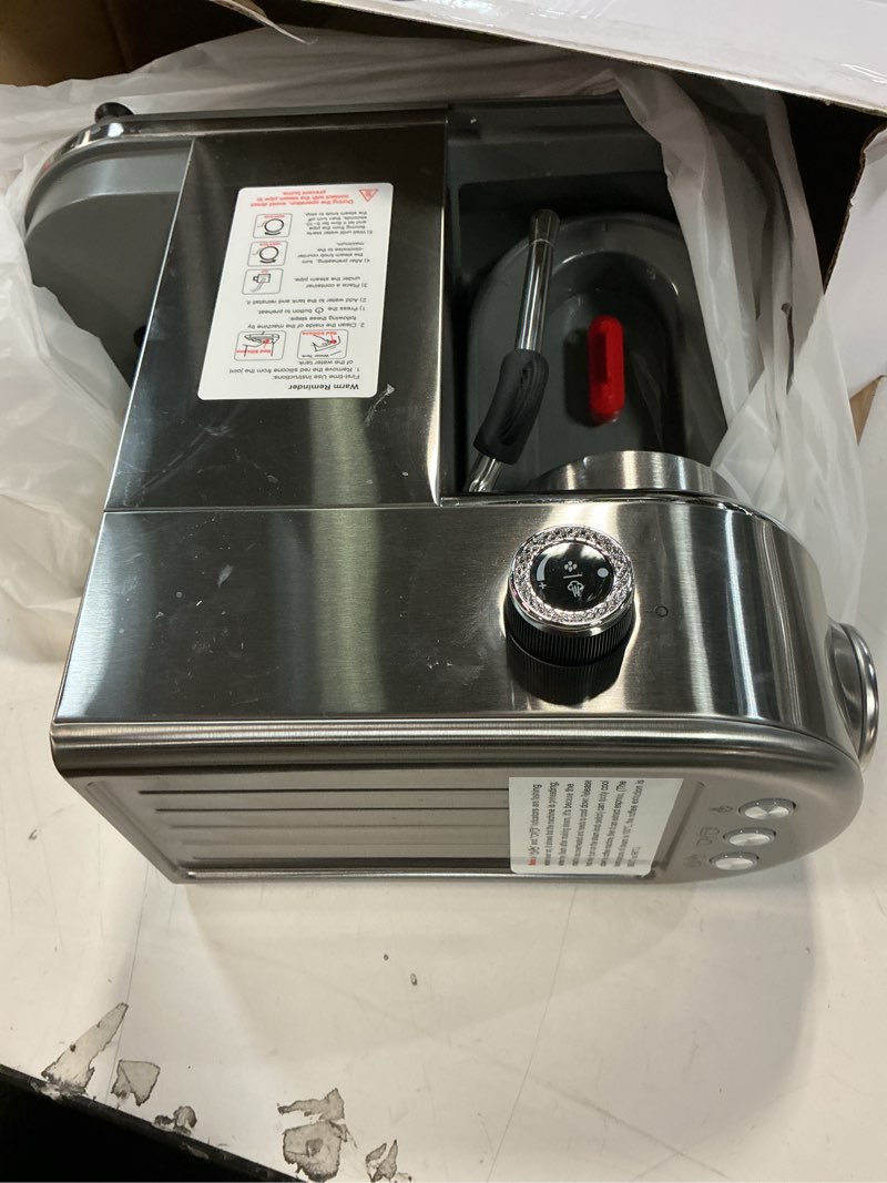 Condition photo showing As Is for Espresso Machine Upgrade, 20 Bar Compact Espresso Coffee Machine with Milk Frother, Stainless Steel Coffee Maker with 44oz Removable Water Tank & Fast Heat System for Cappuccino, Latte