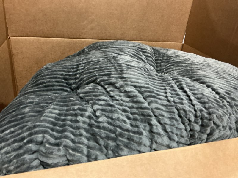 Condition photo showing Good Condition for papasan chair cushion, papasan circle chair cushion tufted with corduroy cover (without chair) for bowl chair, 45 x 45 inch, grey