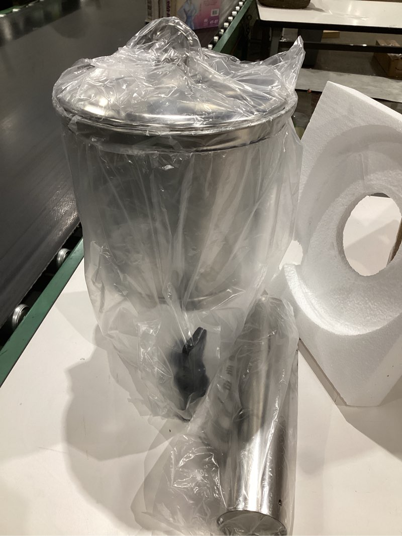 Condition photo showing Good Condition for beverage dispenser with stand, iced beverage drink dispenser, stainless steel water jar with ice container, lemonade drink jar jug for buffet, parties, clear acrylic, 2-gallons 8-l