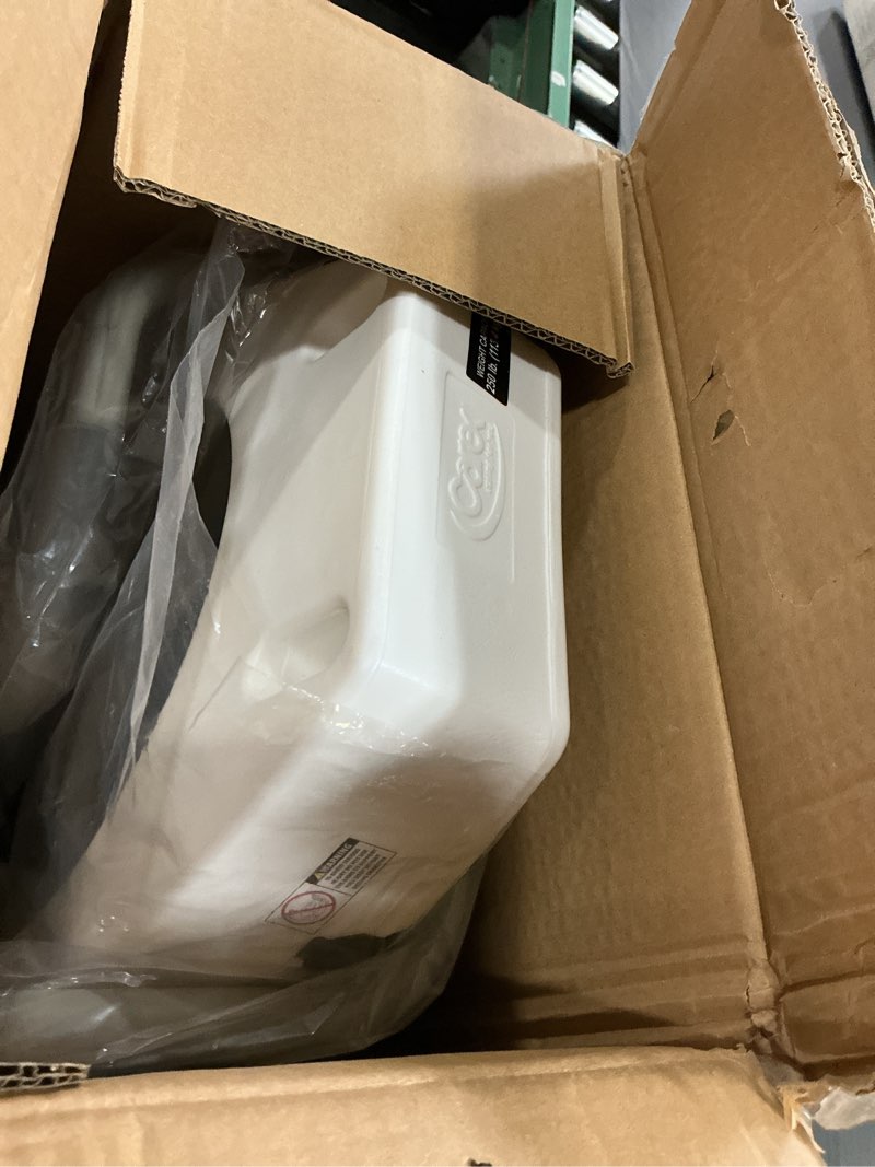 Condition photo showing As Is for carex 3.5 inch raised toilet seat with arms, elongated toilet seat riser, up to 250 lbs capacity, elevating & raising seat for elderly & handicap, universal, slip-resistant with padded handles, white