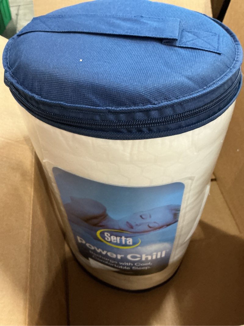 Condition photo showing Good Condition for serta power chill cooling full mattress pad, elastic fitted mattress protector, soft and breathable pillow top cover, 18" deep pockets for secure fit, machine washable, white white full