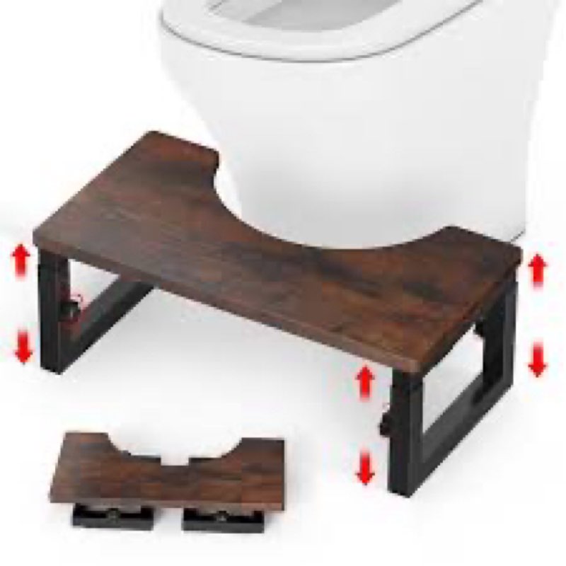 Wood Toilet Stool Foldable, 6" and 7" Adjustable Height Squat Stool Potty for Adults Kids, Sturdy Po
