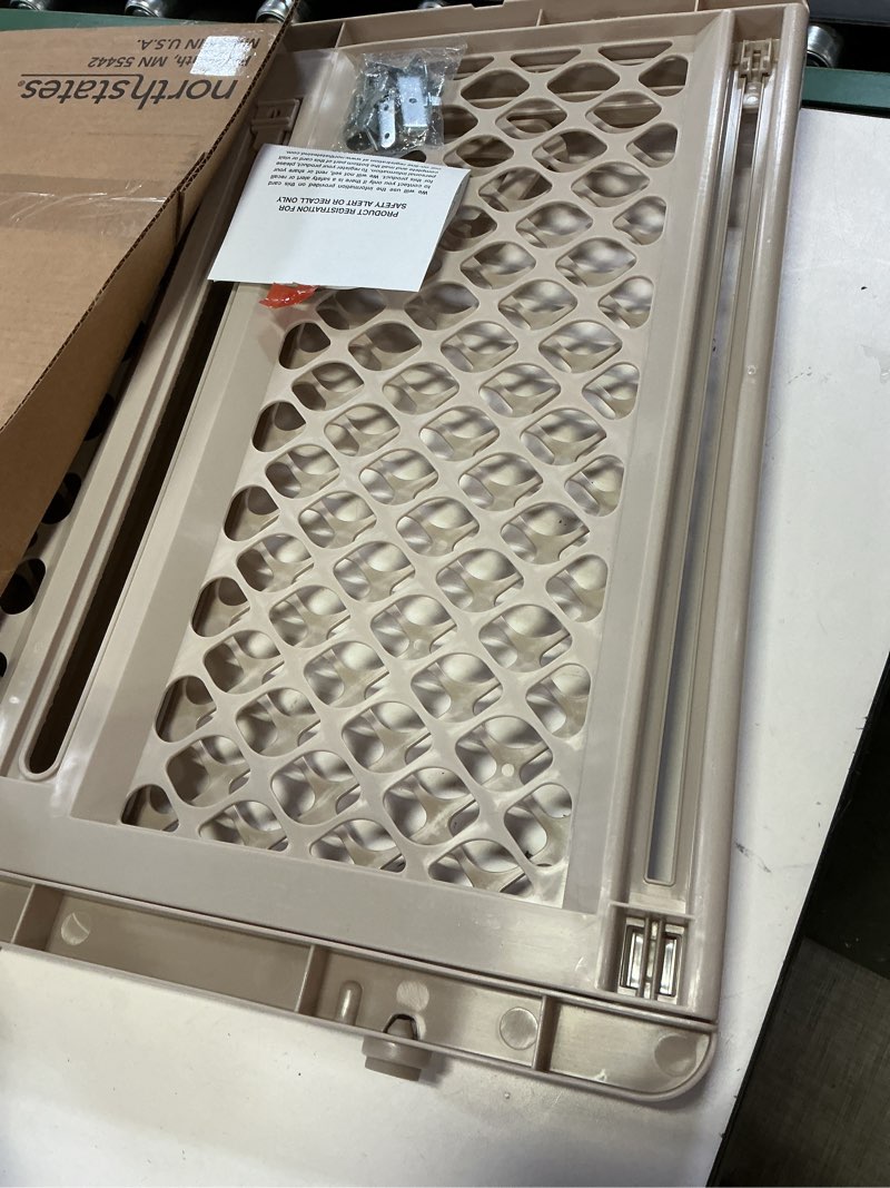 Condition photo showing Good Condition for Toddleroo by North States - Supergate Ergo Baby Gate: Plastic Baby Gate for Stairs & Doorways - Adjustable Indoor Safety Gate - Made in USA - 26 to 42 Inches Wide - 26 Inches Tall - Sand