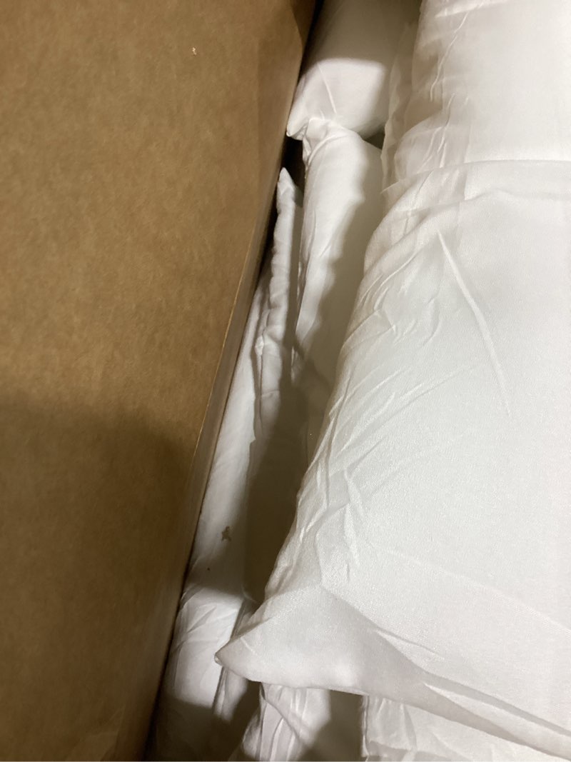 Condition photo showing As Is for Ashler Outdoor Pillows, 18 x 18 Pillow Inserts Set of 4, Waterproof Throw Pillow Inserts Hypoallergenic for Patio, Water Resistant Indoor Outdoor Decorative 4 Count (Pack of 1) White-18 X 18 Inches