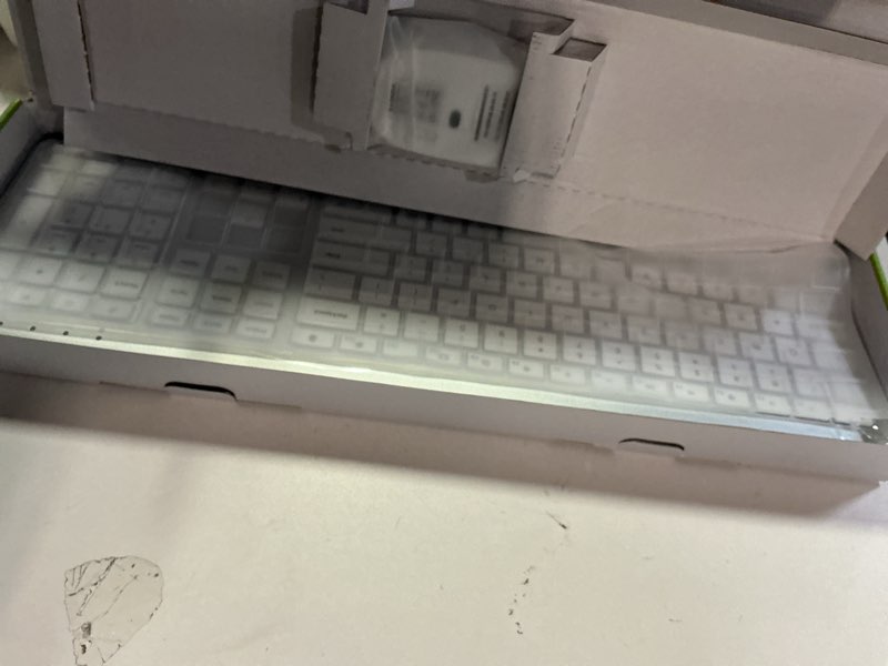 Condition photo showing New/Like New for Wireless Keyboard and Mouse Combo - Full Size Slim Thin Wireless Keyboard Mouse with Numeric Keypad 2.4G Stable Connection Adjustable DPI (White & Silver) Silver and White