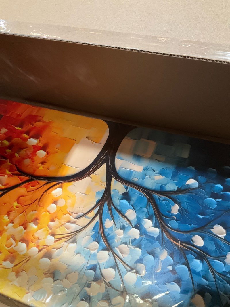 Condition photo showing Good Condition for ssneekndg tree of life wall art for living room blue and orange colorful tree picture large artwork office bedroom canvas prints 20x40 inch 20l" x 40w" colorful
