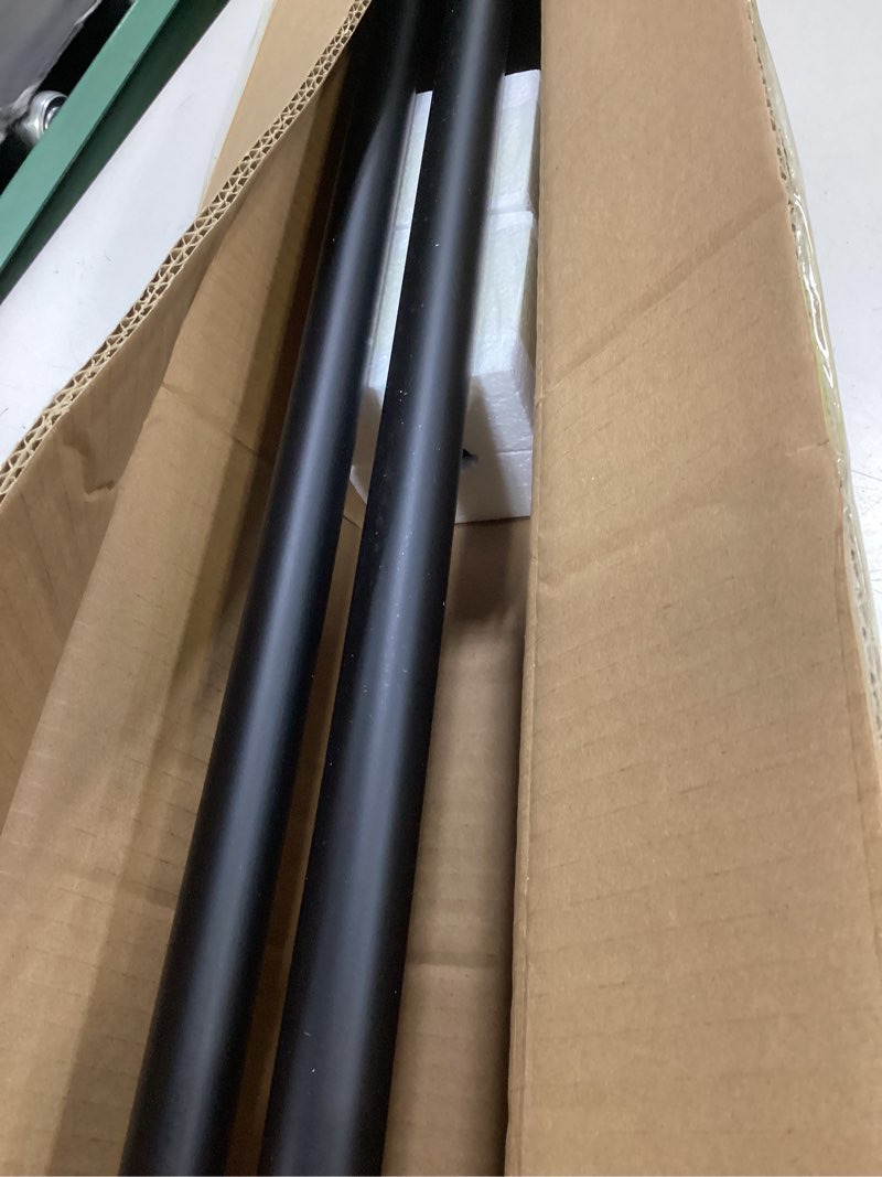 Condition photo showing Good Condition for 72-144 inches curtain rods for window, vimayta 1 inch diameter drapery rod with resin finials, ideal adjustable heavy duty single curtains rod for bedroom, living room decoration, matte black matte black 72"-144"