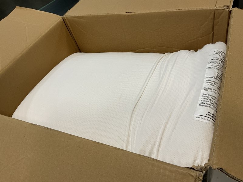 Condition photo showing As Is for purple harmony pillow - medium loft, standard size, cooling gel neck pillow | side sleeper pillow, weightless medium feel, gelflex grid and talalay latex foam for pressure-relieving support standard (pack of 1) medium - 6.5" inches