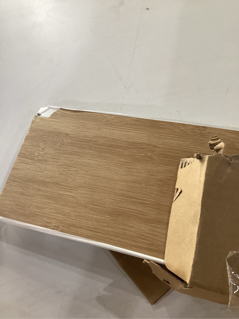 Condition photo showing As Is for VEELIKE Natural Bamboo Peel and Stick Flooring Waterproof Vinyl Plank Flooring 16-Pack 24 Sq. ft. Peel and Stick Floor Tile Wood Laminate Flooring Stick on Floor Tiles for Bedroom Kitchen RV 6''x36'' Box of 16 Planks