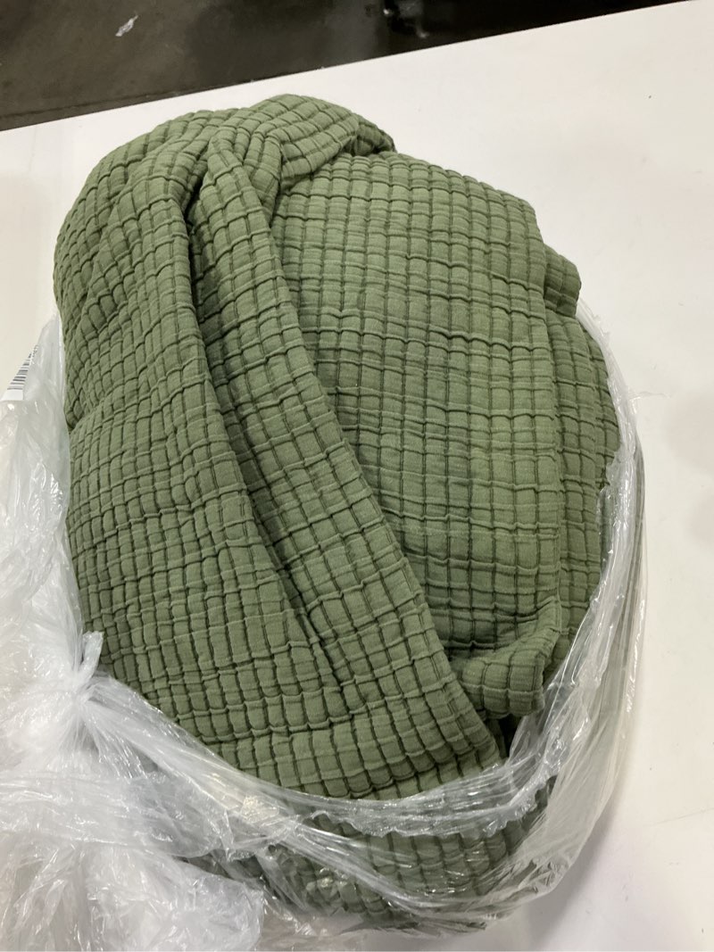 Condition photo showing As Is for quince organic ribbed cotton coverlet, king/cal king, olive