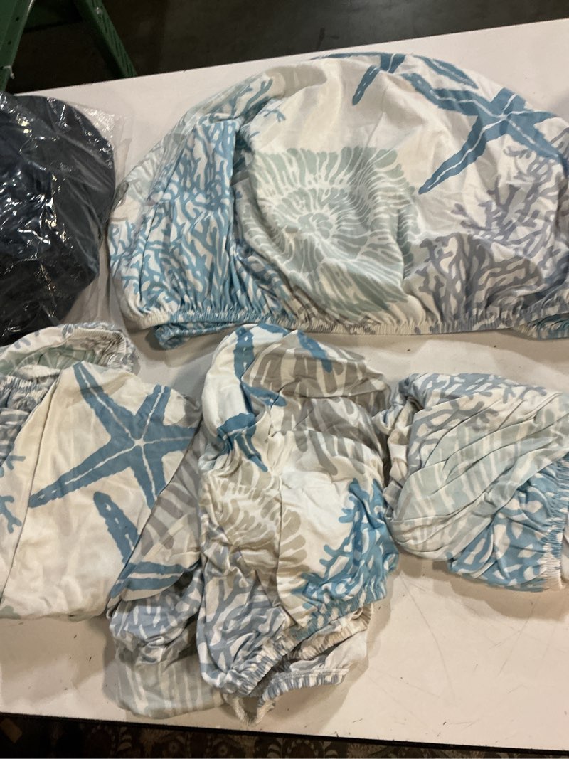 Condition photo showing Good Condition for decorlovee blue grey coastal seat covers for dining room chairs covers, office chair seat cover, sea turtle nautical coral summer beach chair slipcovers stretch cushion protector for kitchen set of 6