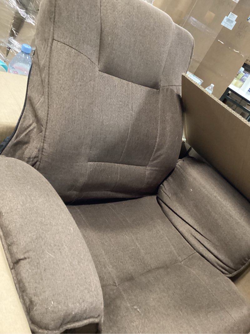 Condition photo showing Good Condition for Ergonomic Swivel Floor Gaming Chair with Armrests & Side Pockets, 6-Position Reclining Sofa Bed, Foldable Padded Lounger with Thick Cushion & Lumbar Support for Esports, Reading, TV Watching (Brown)