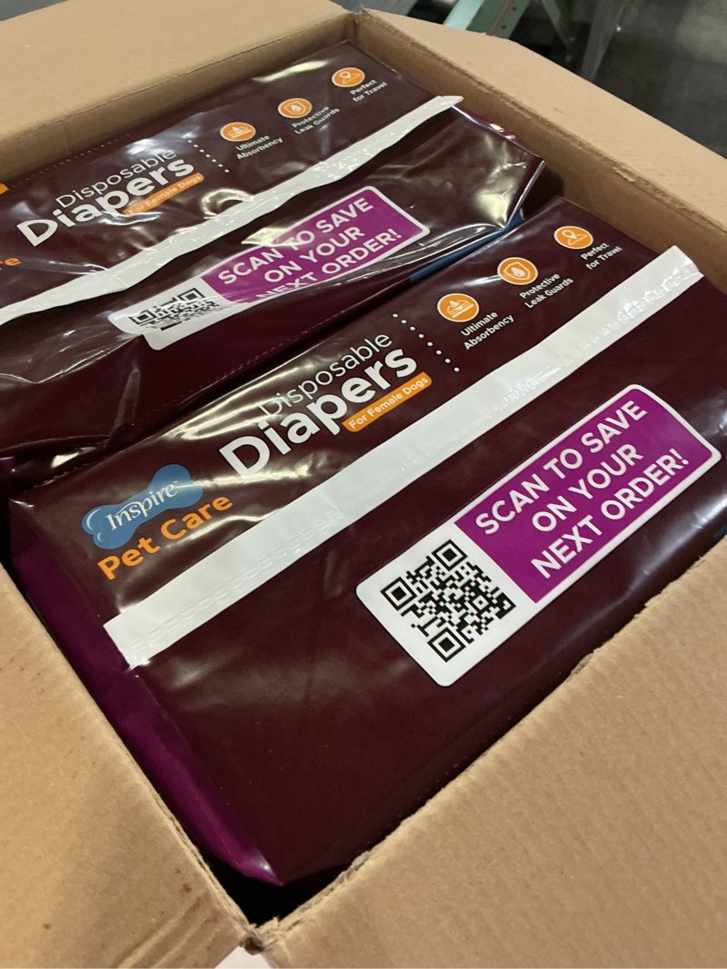 Condition photo showing New/Like New for Inspire Pet Care Dog Diapers Female Dogs | Bulk Value Doggie Incontinence, Accidents, for Heat, Pee or Period and Housebreaking (X-Large (56 Count))