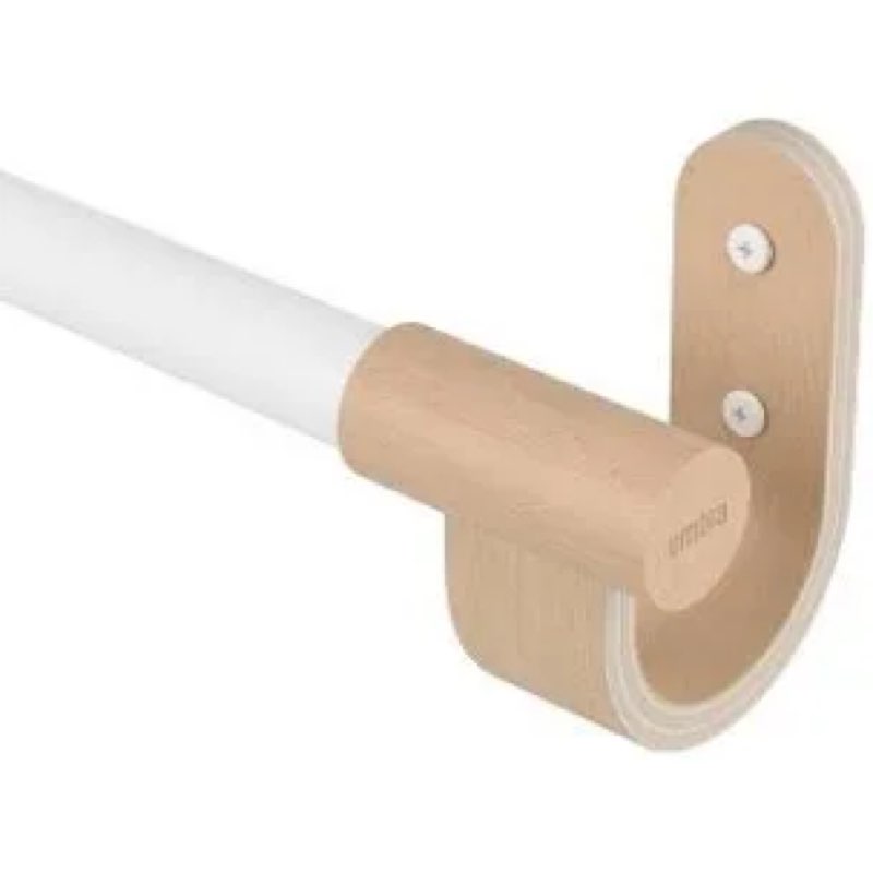 umbra bellwood curtain rod for window drapery, adjustable length 42\" to 120\", set includes finials a