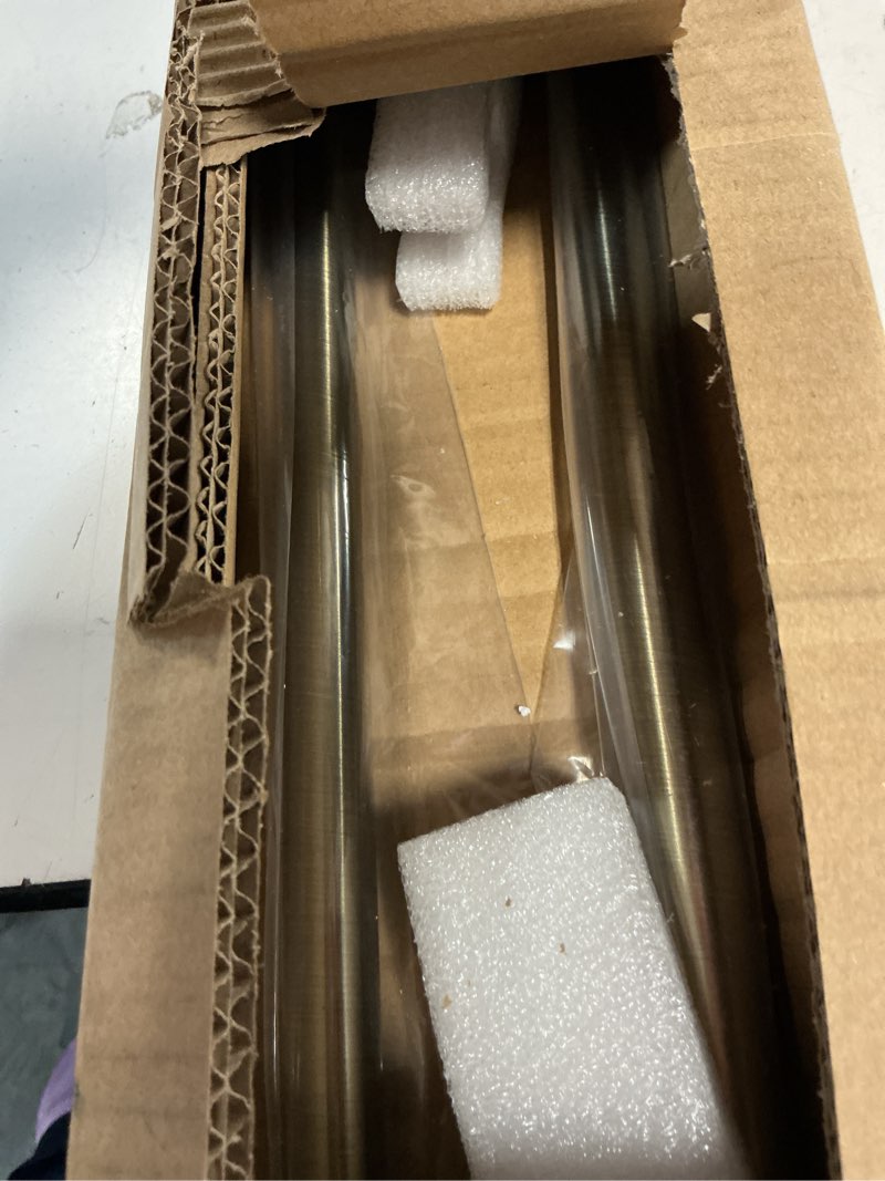 Condition photo showing Good Condition for 2 pack antique bronze disc curtain rods, 48-84 inches window curtain rod,adjustable room darkening drapery rod with aluminum finials and brackets,wrap around design 48-84" & 2pcs antique bronze