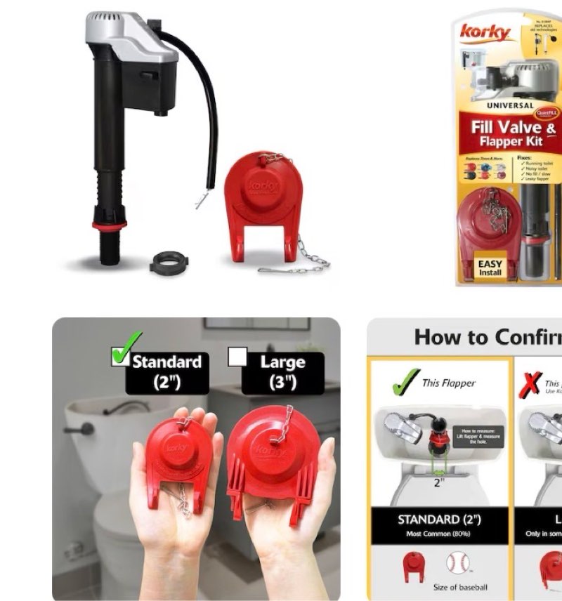 korky universal toilet fill valve and 2-in flapper kit