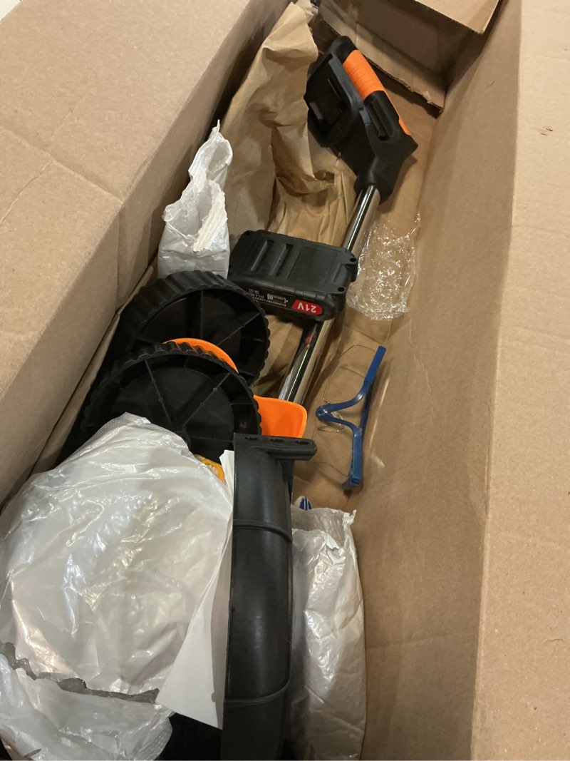 Condition photo showing Good Condition for cordless weed wacker electric weed eater battery powered, lightweight stringless weed trimmer,4 in 1 grass trimmer/brush cutter/lawn edger/lawn mower,no string trimmer battery operated for garden yard