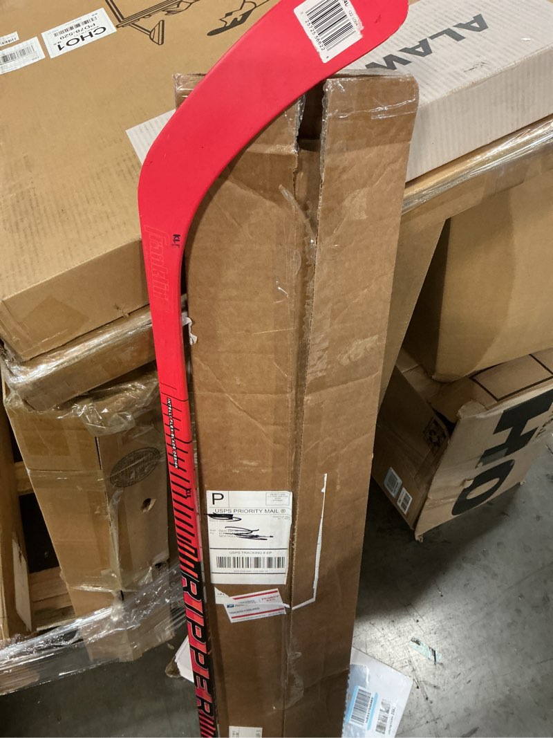 Condition photo showing New/Like New for Franklin Sports Kids Ice Hockey Sticks - Ripper Junior + Youth Composite Hockey Sticks - Righty + Lefty 50-Flex Ice Hockey Sticks - Textured Grip - 55" Inch + 42" Inch Youth Hockey Sticks Red 55" Left Shot