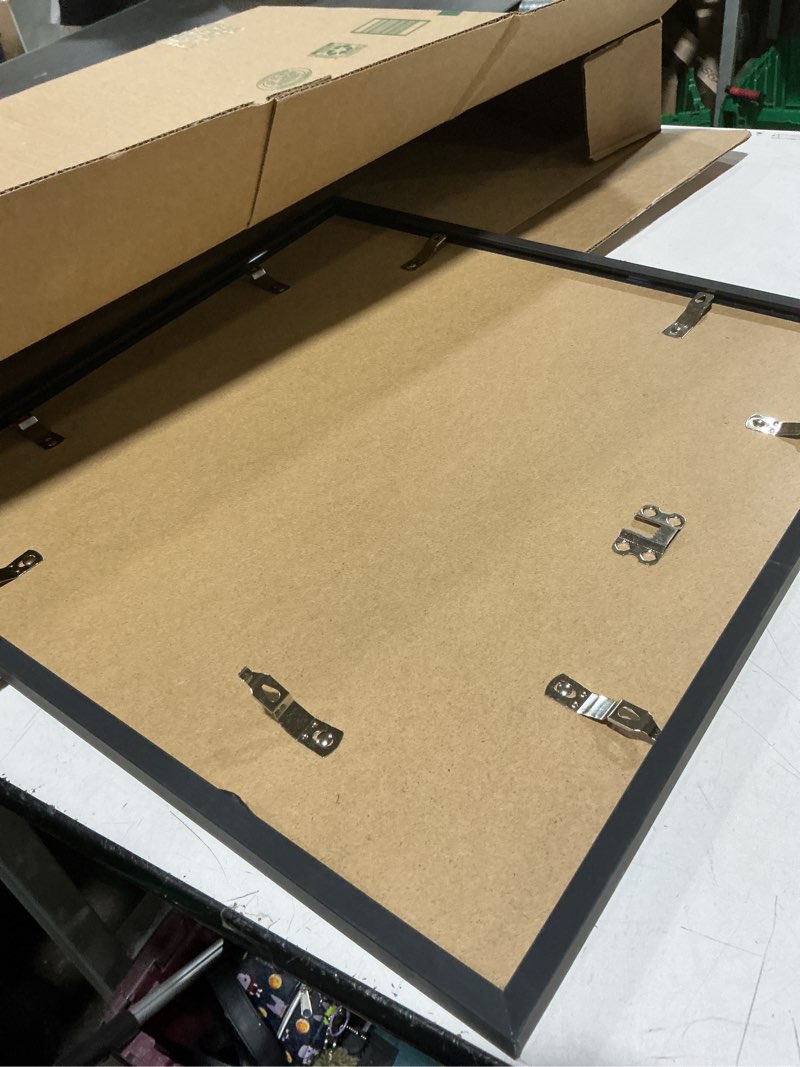 Condition photo showing Good Condition for upsimples 16x16 picture frame, display pictures 12x12 with mat or 16 x 16 without, wall hanging square frames, black, 1 pack black 16x16
