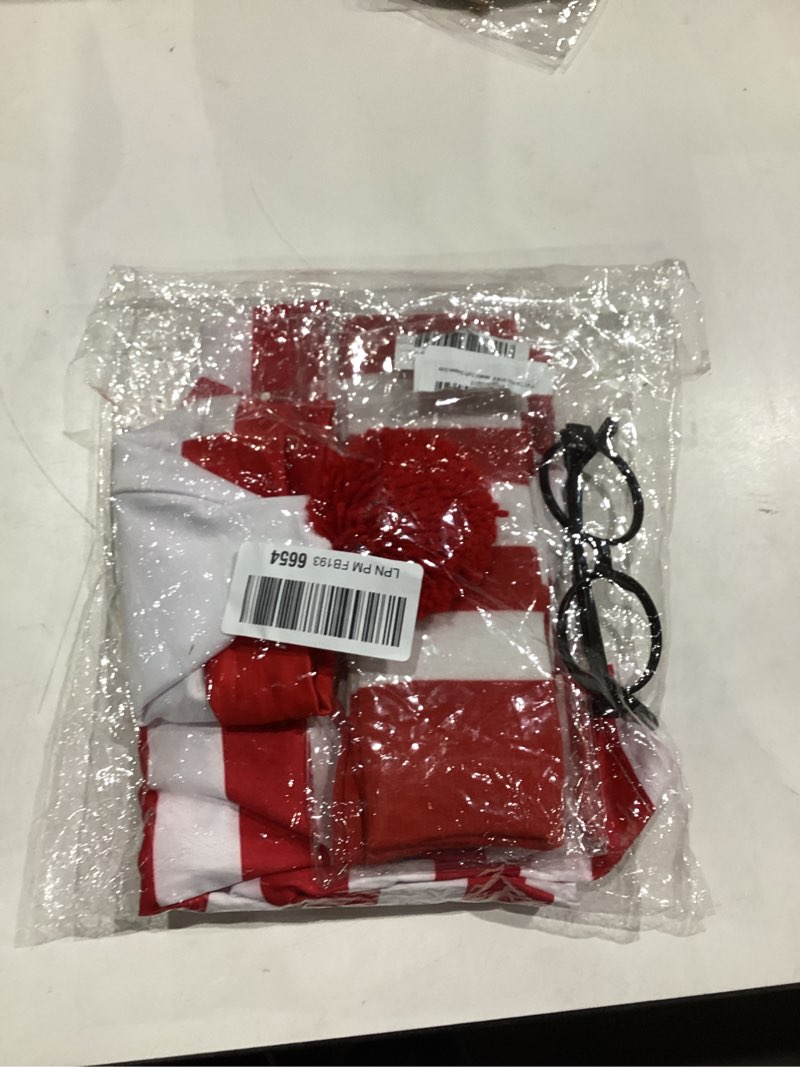 Condition photo showing New/Like New for Red&White Stripes Cosplay Costume,Halloween Costumes,Funny Sweatshirt Outfit Glasses Suits… Women-XL Women