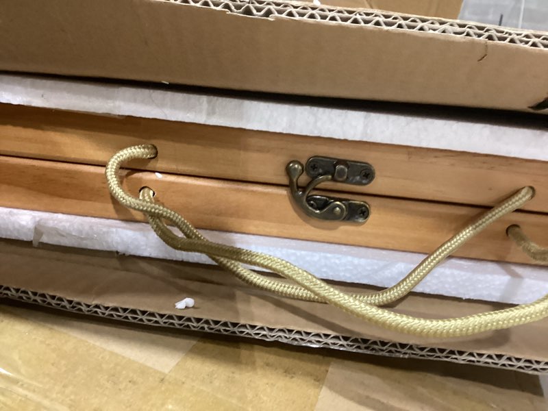 Condition photo showing Good Condition for 1 Set Low Picnic Table, Foldable Boho Picnic Table with Extra Large Outdoor Camping Blanket Portable Boho Wood BBQ Tables for Camping Wedding Beach BBQ Party (for 4 Person,Brown) for 4 Person Brown 1