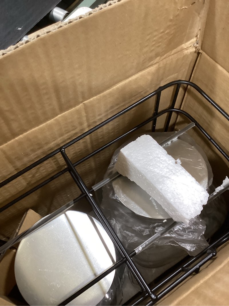 Condition photo showing As Is for FineDine 2 Pack Glass Drink Dispenser with Stand & Stainless Steel Spigot – 1 Gallon Drink Dispensers for Parties, Glass Beverage Dispenser Set, Punch Bowl for Lemonade, Juice, Infused Water & More