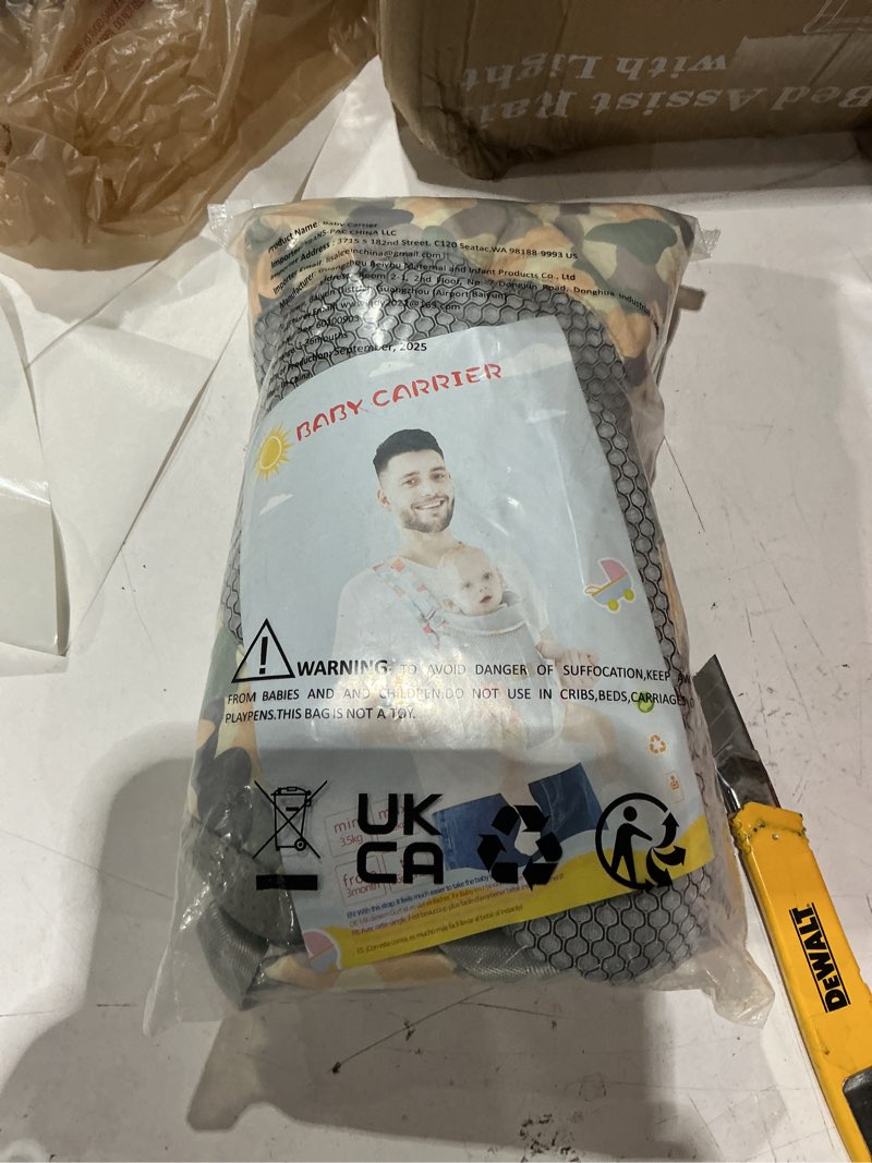 Condition photo showing New/Like New for iulonee baby carrier, embrace cozy 4-in-1 infant carrier ergonomic adjustable holder portable convertible front and back backpack carry for infants toddlers babies girl and boy 7-45 pounds (gray) camouflage