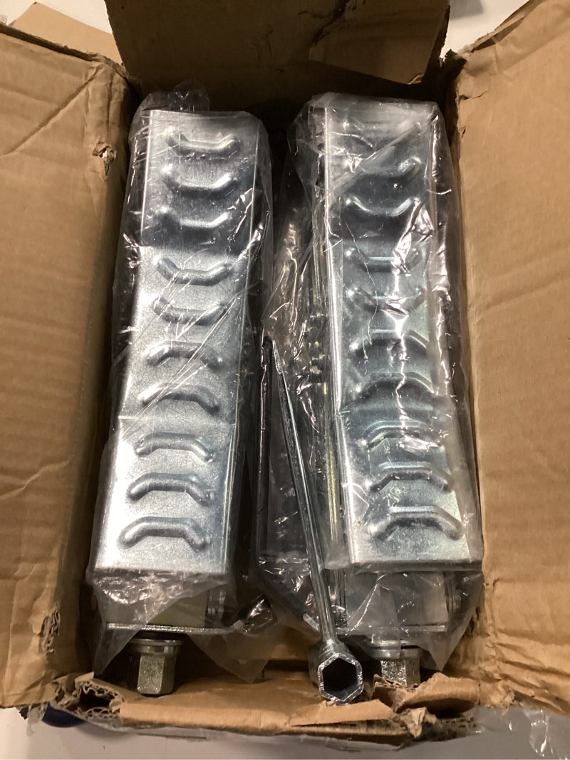 Condition photo showing Good Condition for camper wheel chock, heavy duty rotatable x shaped stabilizer for rv trailer (drill adjusted), 2 sets of tire lock chocks (patented) swc-23-a