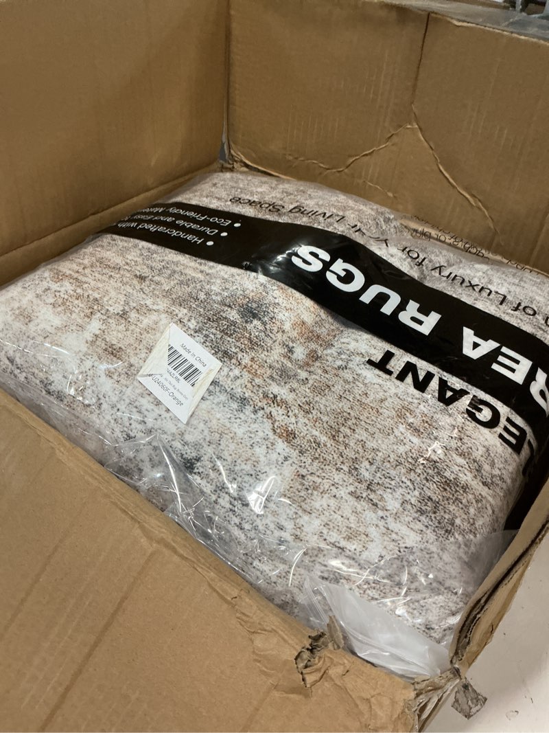 Condition photo showing Good Condition for Abstract Rug 8x10 Large Living Room Rugs Neutral Modern Washable Area Rugs for Bedroom Dining Room Non-Slip Stain Resistant Foldable Thin Rug Brown Grey Orange/Brown 8' x 10' (Rectangular)