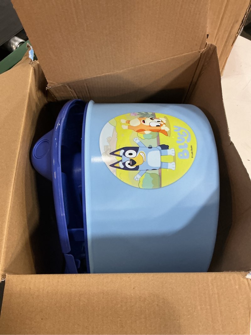 Condition photo showing As Is for bluey 3-in-1 easy clean-up potty trainer with disposable liner bags