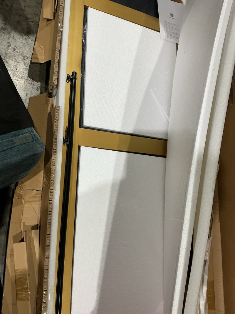 Condition photo showing As Is for neutype arched full length mirror, 65"x22" wooden thin frame, hanging or leaning against wall, oversized large full body floor mirror for dressing,bedroom gold