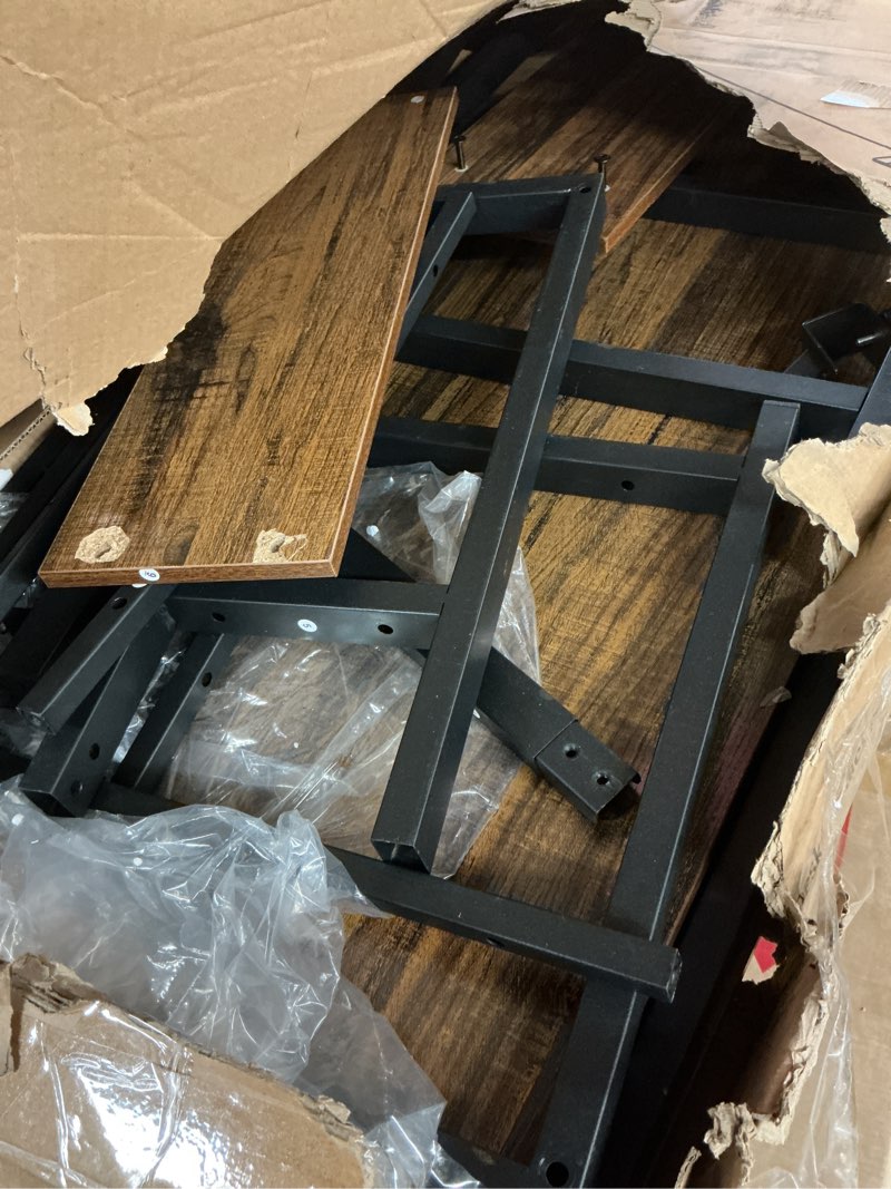 Condition photo showing As Is for SHW 55 x 60 Inches Commercial-Grade L-Shape Corner Office Computer Desk, Cherry 55-Inch L-Shaped Cherry