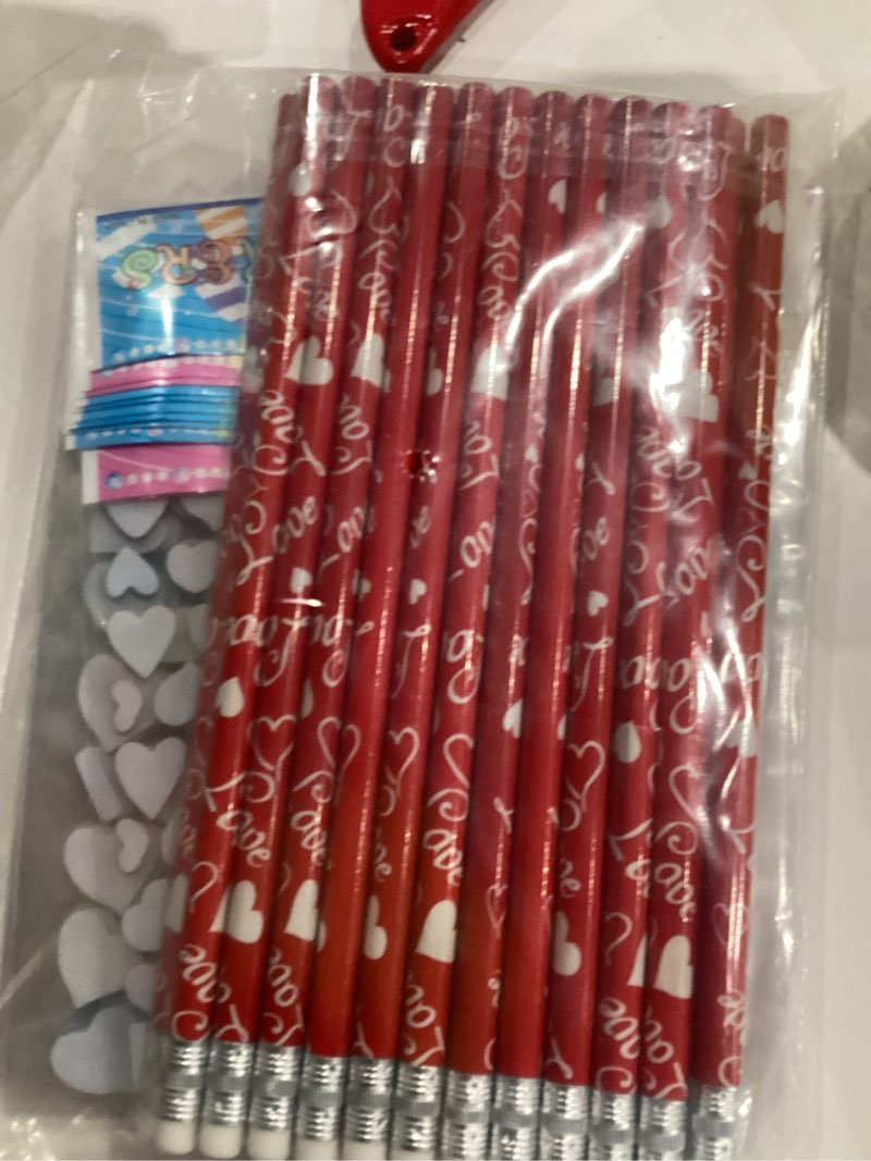 Condition photo showing New/Like New for OHOME Valentines Day Gifts for Kids - 44 PCS Stationery Set for School Classroom Exchange - Valentines Day Party Favors for Toddler | Valentines Crafts Treats Games,Includes Pencils,Heart Stickers