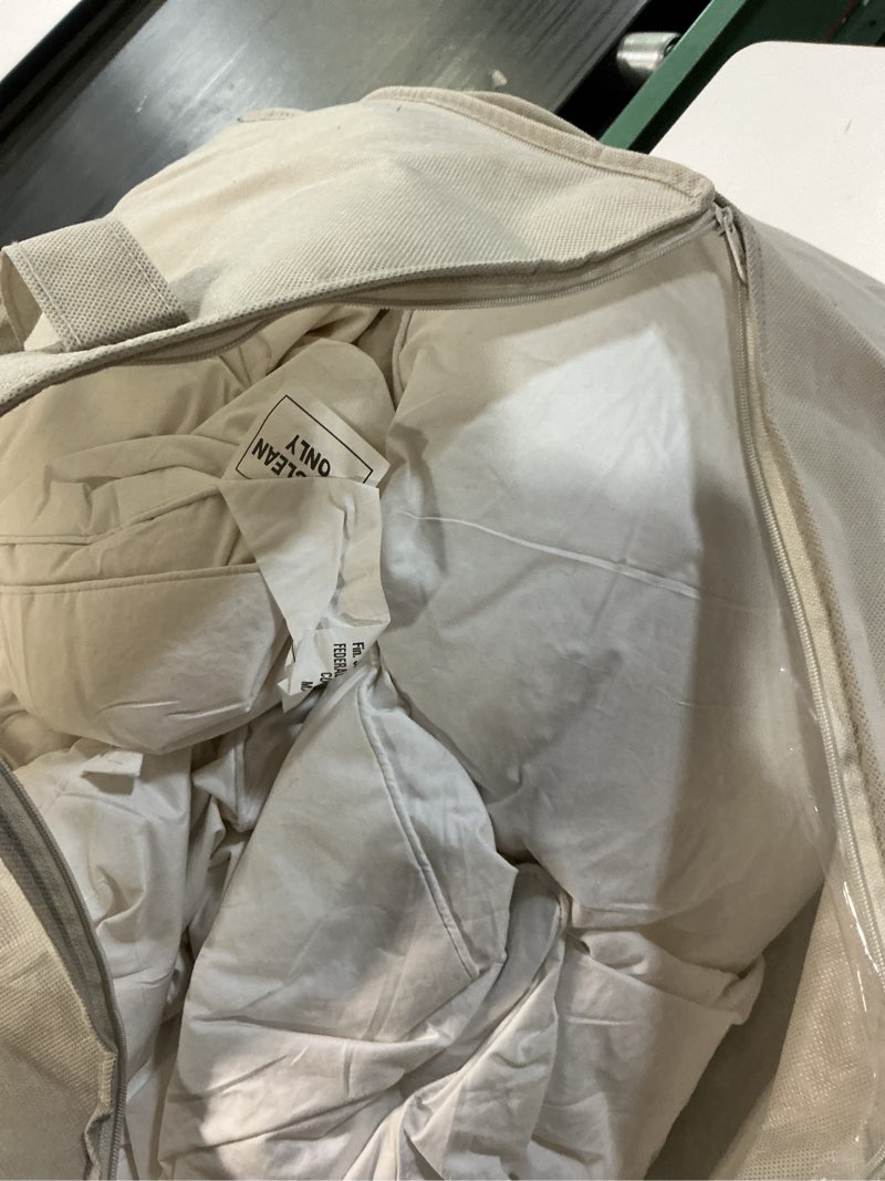 Condition photo showing As Is for Martha Stewart Goose Feather Down Fiber Cotton Comforter Queen Size, Feather Duvet Insert Queen, Hotel Collection Hypoallergenic Comforter 50oz Light Warmth 90 x 90 Inch White White/Light Warmth Queen