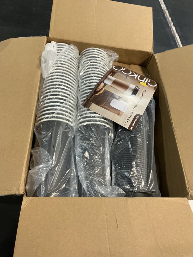 Condition photo showing New/Like New for ginkgo 100 pack 20 oz disposable coffee cups with lids and sleeves, leak-free black insulated hot to go cups for coffee bars, restaurants, offices