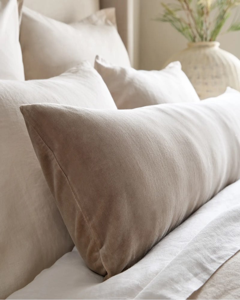 quince cotton velvet oversized lumbar pillow cover set of 1/12x48 in /taupe